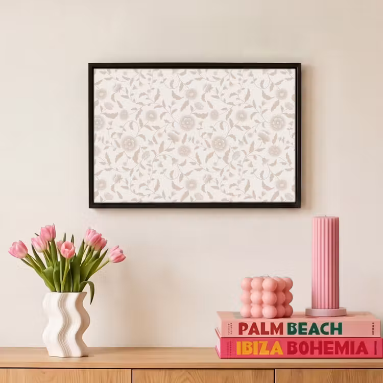 Sierlijk - Bloemen - Beige Canvas met baklijst klein 1125 -atmosphere_sfeer4_global