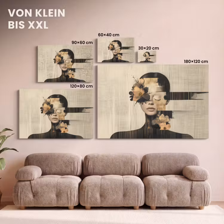 Gezicht - Bloemen - Zwart - Vrouw canvas 2cm klein -Xsfeer8_DE