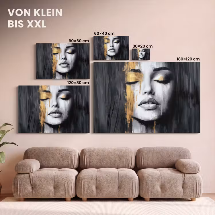 Gezicht - Vrouw - Penseelstreken - Abstract canvas 2cm klein -Xsfeer8_DE