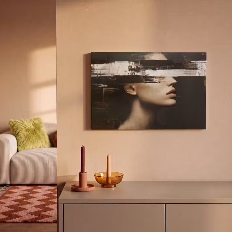 Gezicht - Vrouw - Zwart - Abstract canvas 2cm klein -sfeer1