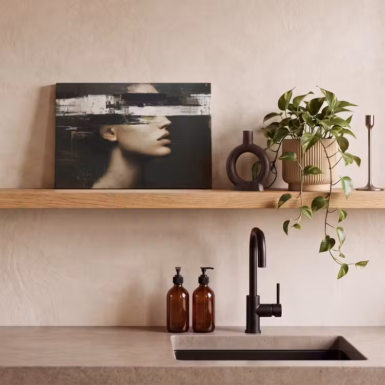 Gezicht - Vrouw - Zwart - Abstract canvas 2cm klein -sfeer6