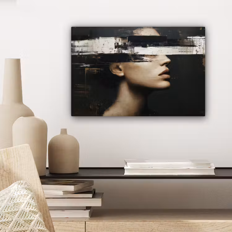 Gezicht - Vrouw - Zwart - Abstract canvas 2cm klein -closeup_print_DE