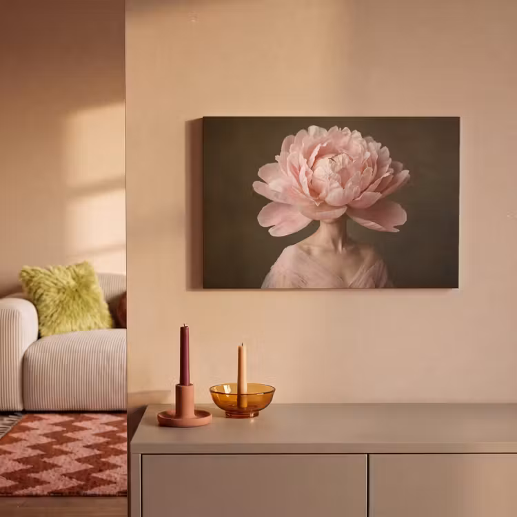 Gezicht - Roos - Roze canvas 2cm klein -sfeer1