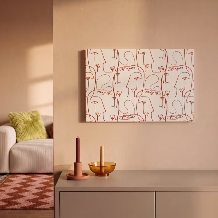 Gezichten - Abstract - Rood - Beige canvas 2cm klein 34 -sfeer1