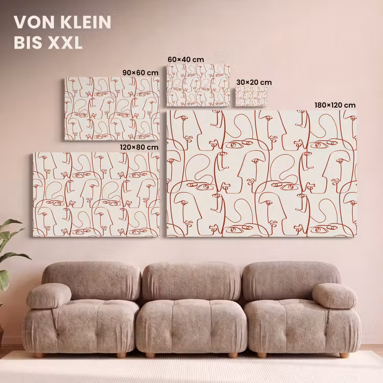 Gezichten - Abstract - Rood - Beige canvas 2cm klein 34 -Xsfeer8_DE