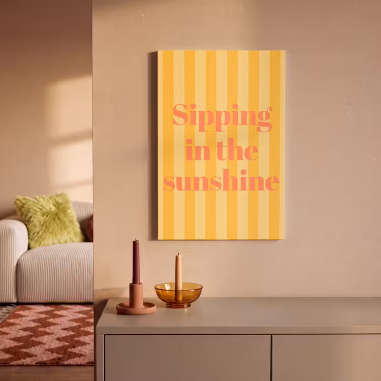 Gestreept - Geel - Sunshine - Letters canvas 2cm klein -sfeer1