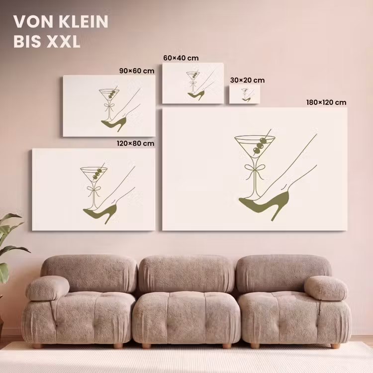 Drank - Martini - Hoge hak - Mode - Groen canvas 2cm klein -Xsfeer8_DE