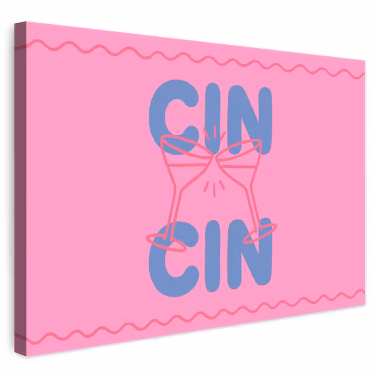Drank - Glazen - Proost - Modern - Roze canvas 2cm klein -3d