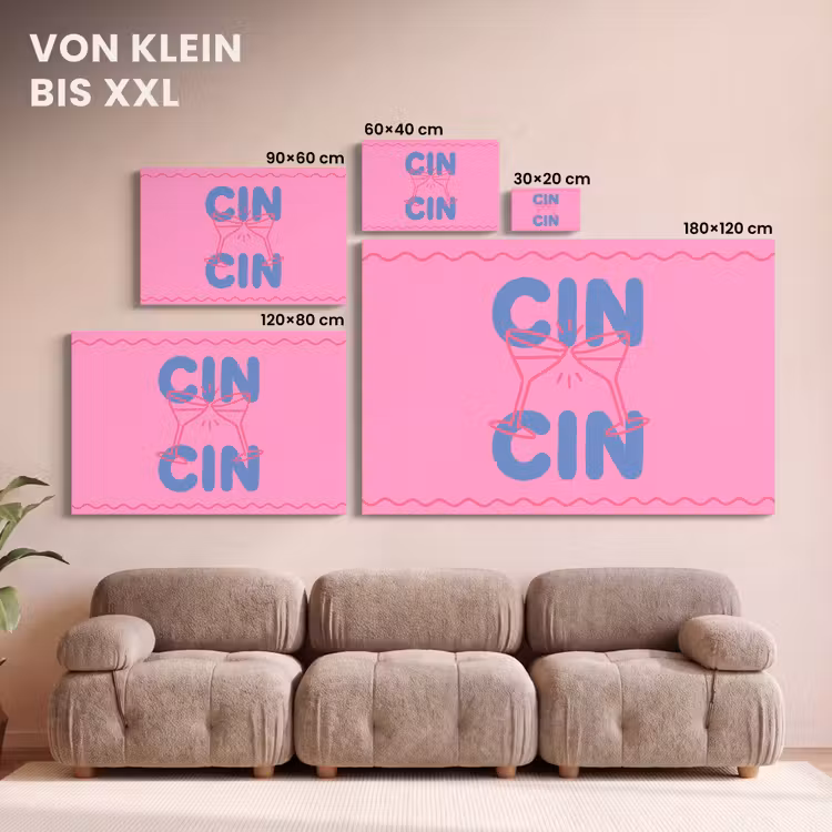 Drank - Glazen - Proost - Modern - Roze canvas 2cm klein -Xsfeer8_DE