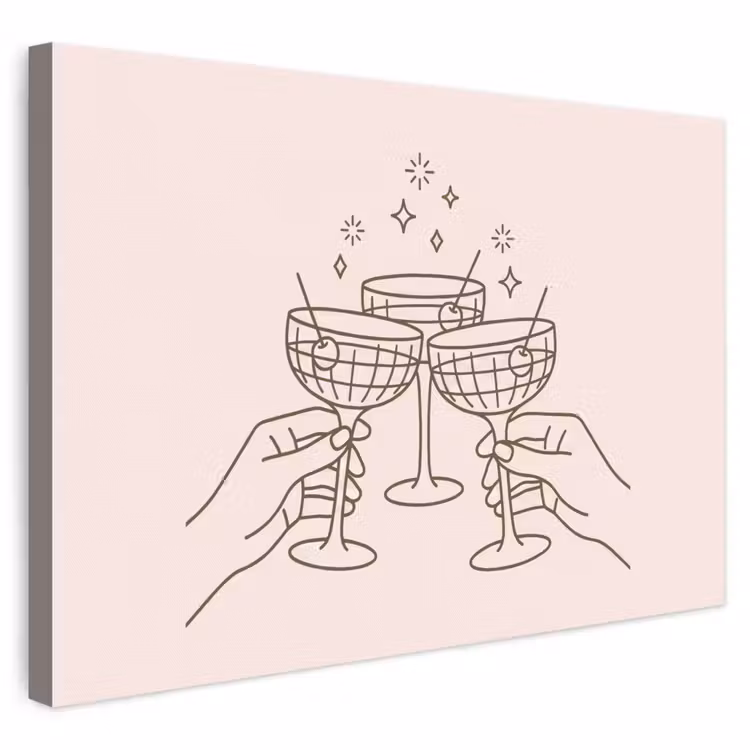 Drankjes - Feest - Proosten - Minimalistisch - Groen canvas 2cm klein -3d