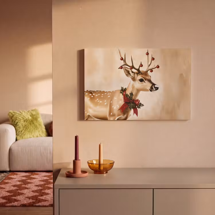 Gewei - Kerst - Rendier - Rood canvas 2cm klein -sfeer1