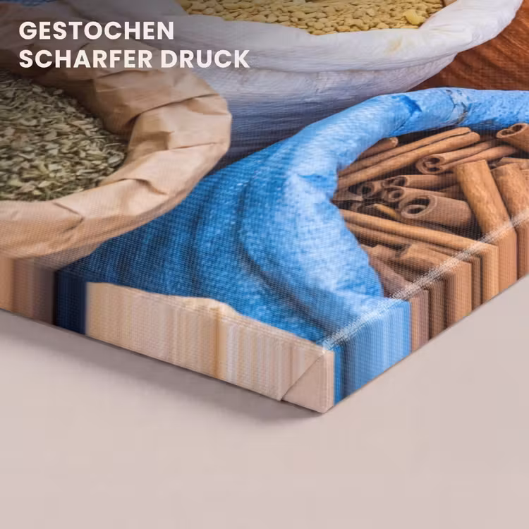 Leinwandbild - Gewürze – Beutel – Markt - Kruiden - Zakken - Markt canvas 2cm klein