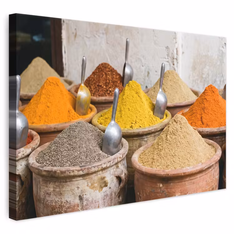 Leinwandbild - Gewürze – Gläser – Orientalisch - Kruiden - Potten - Oosters canvas 2cm klein