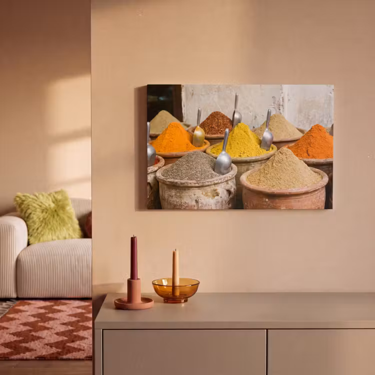 Leinwandbild - Gewürze – Gläser – Orientalisch - Kruiden - Potten - Oosters canvas 2cm klein