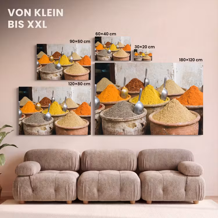 Leinwandbild - Gewürze – Gläser – Orientalisch - Kruiden - Potten - Oosters canvas 2cm klein