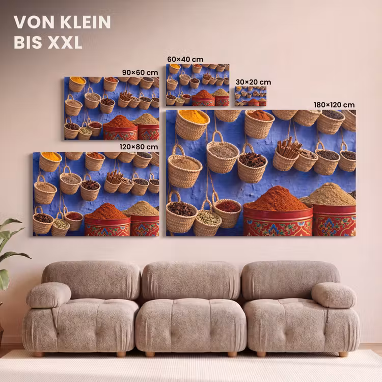 Leinwandbild - Gewürze – Körbe – Markt - Kruiden - Manden - Markt canvas 2cm klein