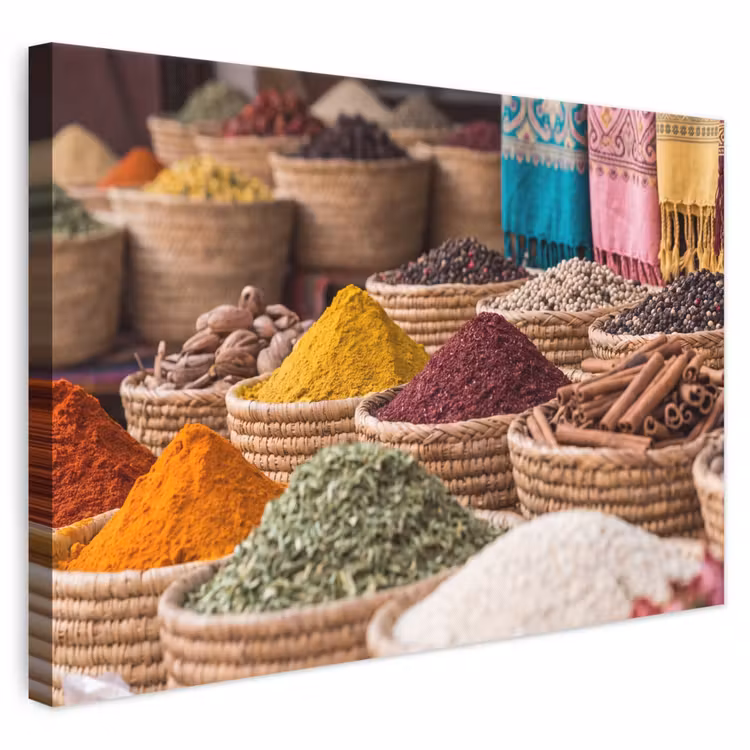 Leinwandbild - Gewürze – Körbe – Orientalisch - Kruiden - Manden - Oosters canvas 2cm klein