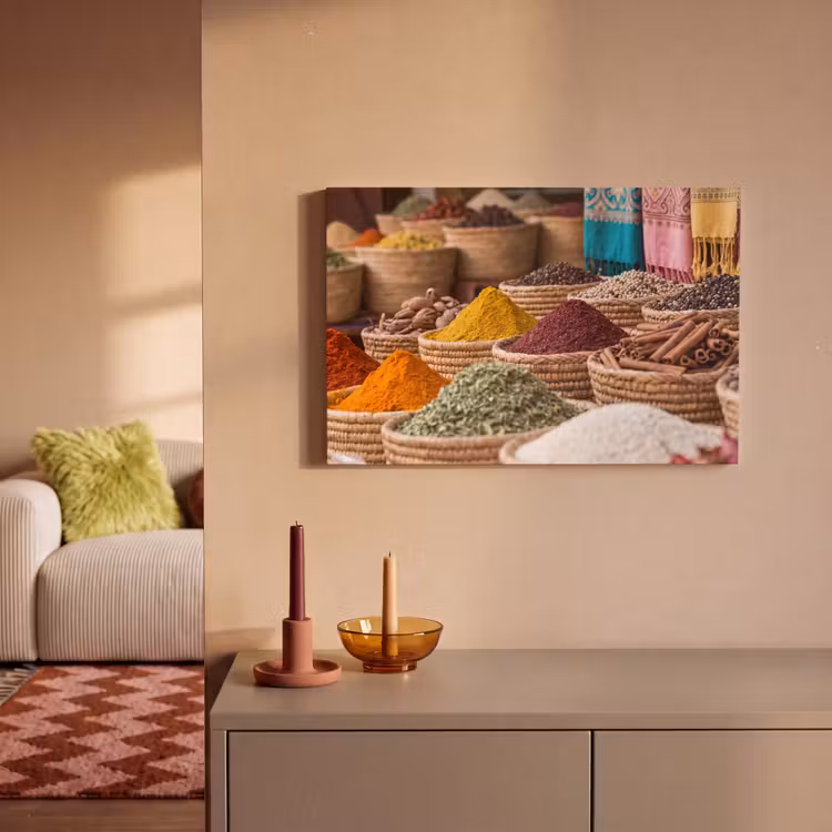 Leinwandbild - Gewürze – Körbe – Orientalisch - Kruiden - Manden - Oosters canvas 2cm klein