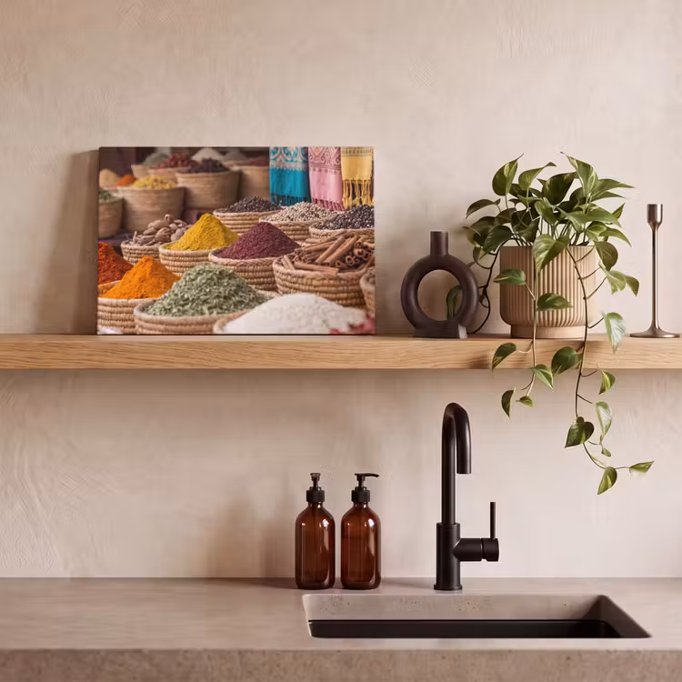 Leinwandbild - Gewürze – Körbe – Orientalisch - Kruiden - Manden - Oosters canvas 2cm klein