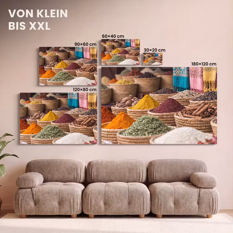 Leinwandbild - Gewürze – Körbe – Orientalisch - Kruiden - Manden - Oosters canvas 2cm klein