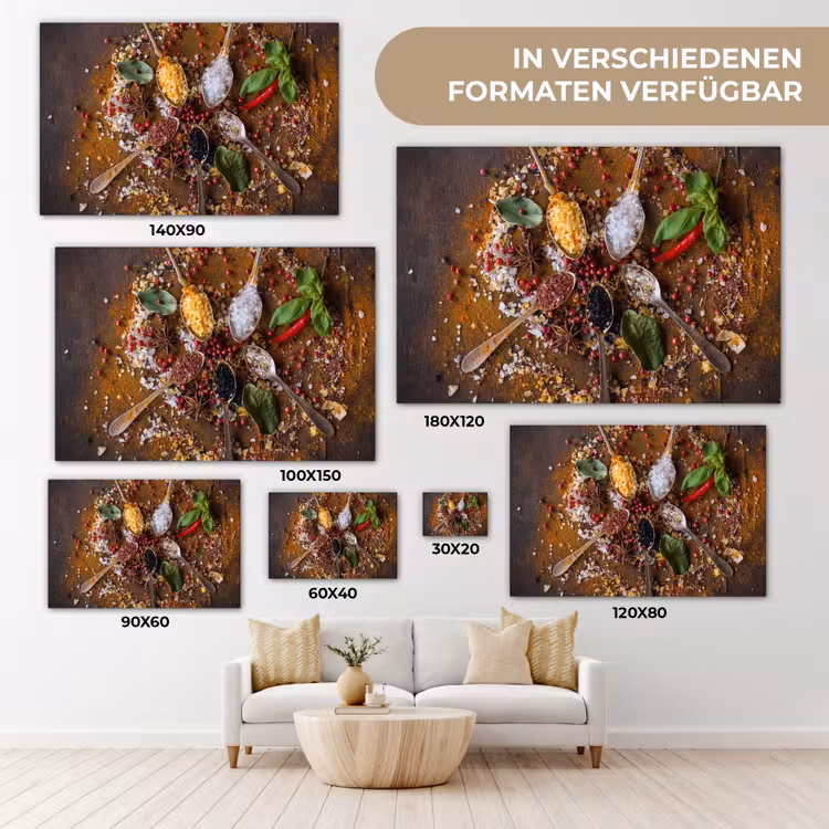 Specerijen - Kruiden - Lepels - Zout - Bruin - Keuken canvas 2cm klein -Xsfeer8_DE