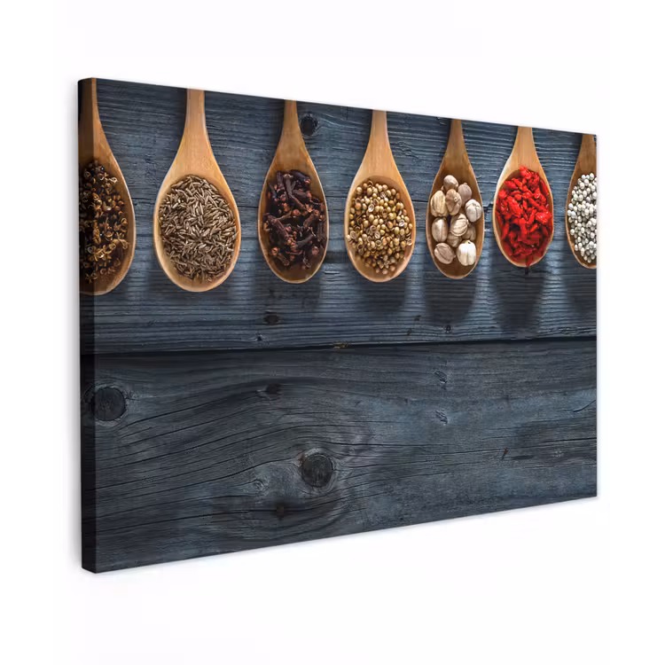 Kruiden - Lepels - Hout - Keuken - Specerijen - Industrieel canvas 2cm klein -z3d