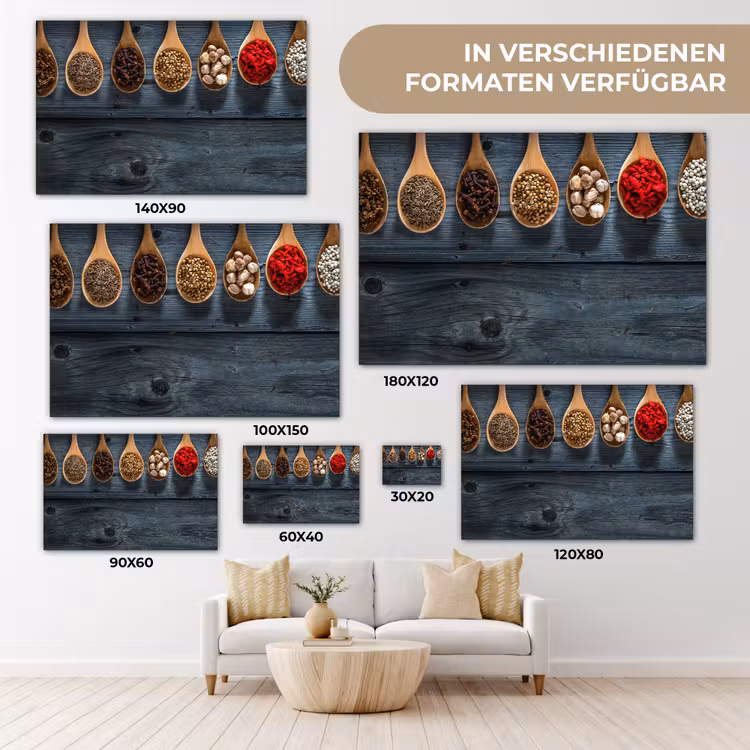 Kruiden - Lepels - Hout - Keuken - Specerijen - Industrieel canvas 2cm klein -Xsfeer8_DE