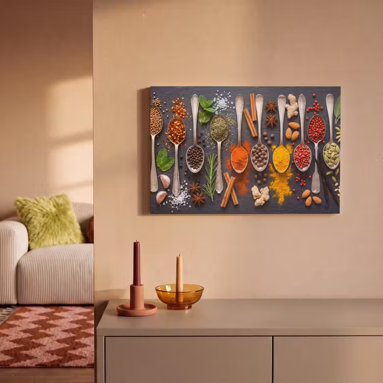 Kruiden - Lepels - Culinair - Kleurrijk - Sfeervol canvas 2cm klein -sfeer1