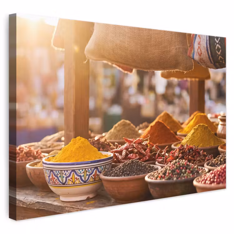 Leinwandbild - Gewürze – Markt – Bunt - Specerijen - Markt - Kleurrijk canvas 2cm klein