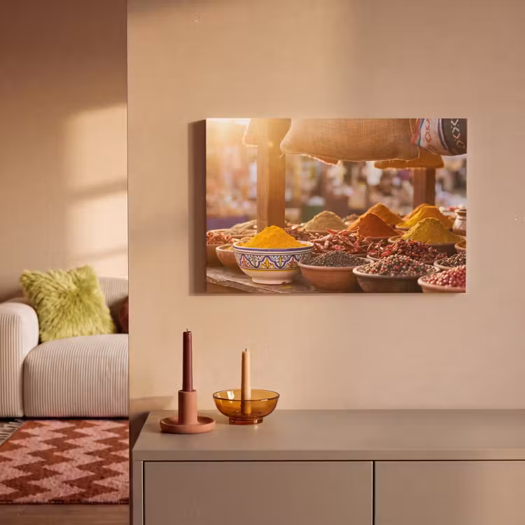 Leinwandbild - Gewürze – Markt – Bunt - Specerijen - Markt - Kleurrijk canvas 2cm klein