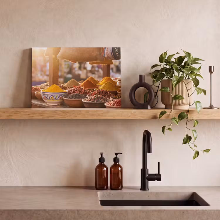 Leinwandbild - Gewürze – Markt – Bunt - Specerijen - Markt - Kleurrijk canvas 2cm klein