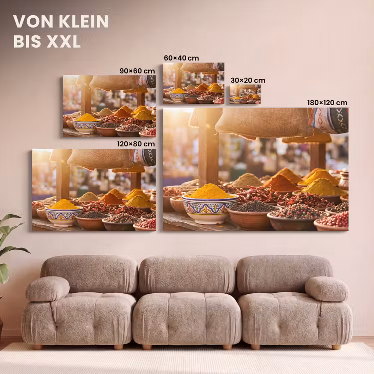 Leinwandbild - Gewürze – Markt – Bunt - Specerijen - Markt - Kleurrijk canvas 2cm klein