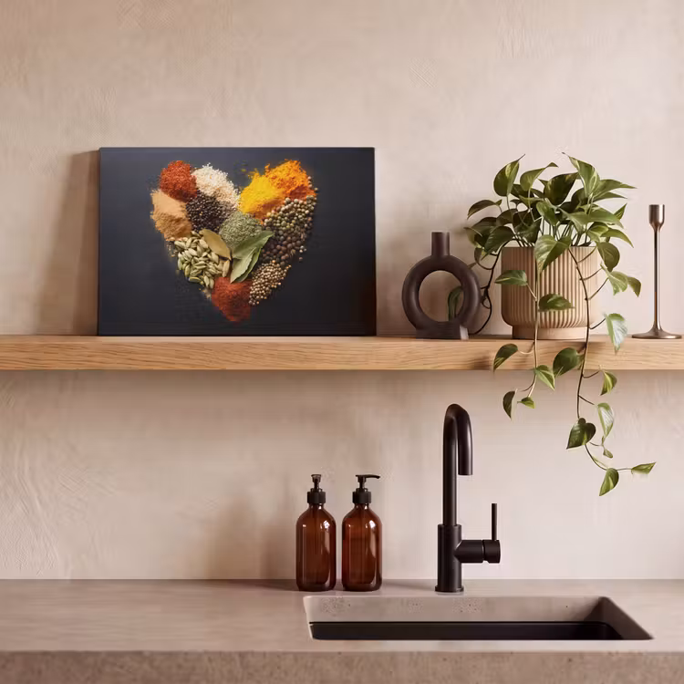 Specerijen - Mix - Hartvorm - Zwart canvas 2cm klein -closeup_print_DE