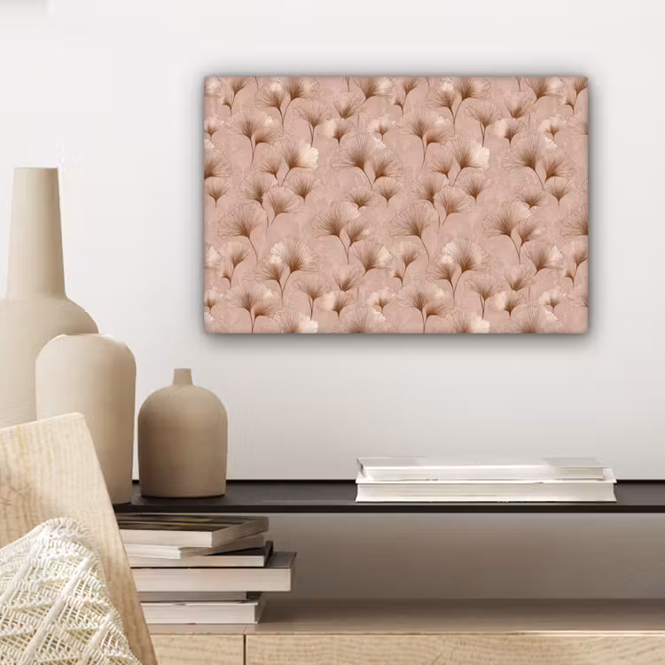 Ginkgo - Patroon - Roze canvas 2cm klein 34 -sfeer6