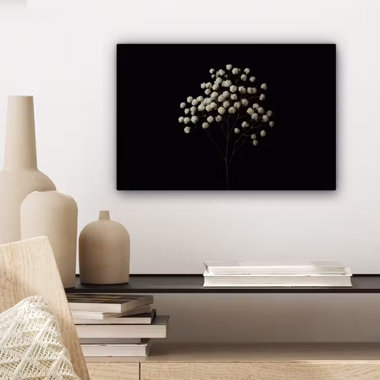 Gipskruid - Bloemetjes - Wit - Minimalistisch canvas 2cm klein -closeup_print_DE