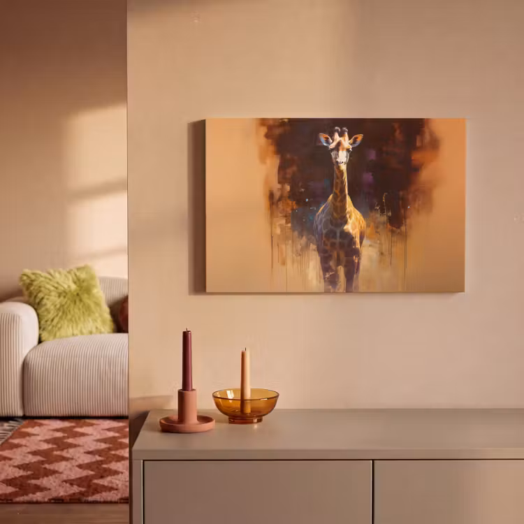 Giraf - Bruin - Abstract - Geschilderd canvas 2cm klein -sfeer1