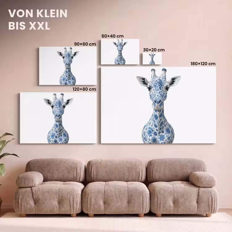 Giraffe - Delfts blauw - Dieren - Minimalistisch canvas 2cm klein -Xsfeer8_DE