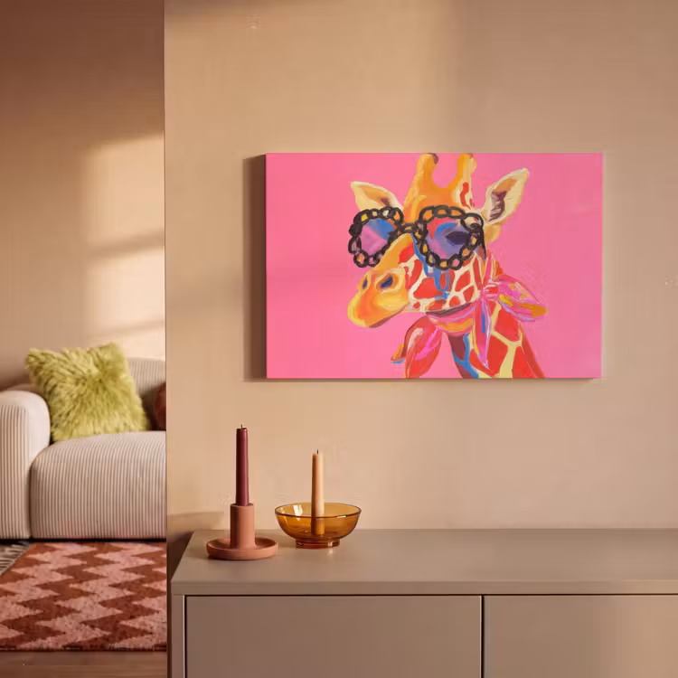 Giraf - Roze - Bril - Sjaal canvas 2cm klein -sfeer1