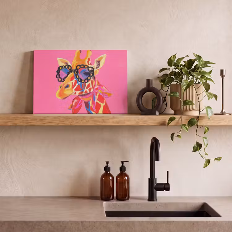 Giraf - Roze - Bril - Sjaal canvas 2cm klein -sfeer3
