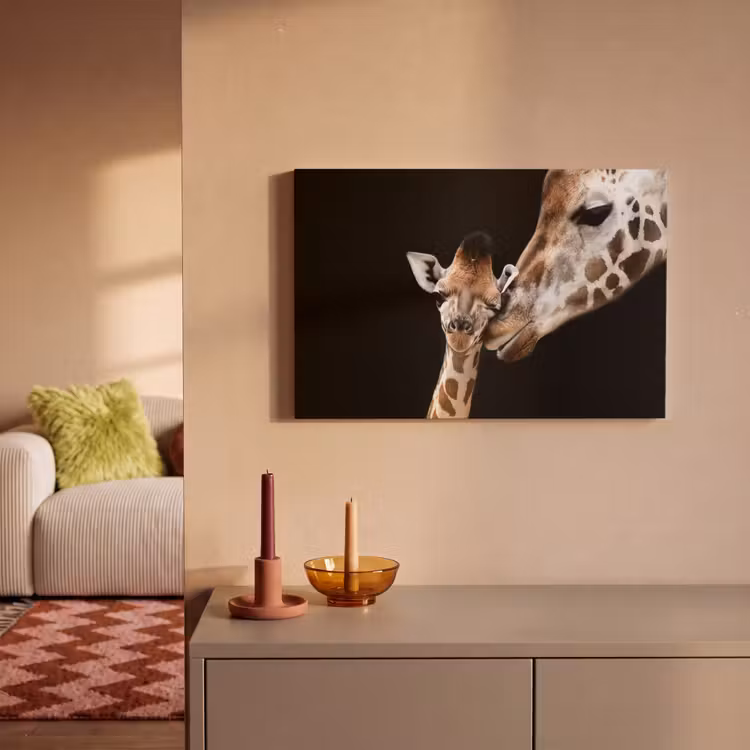 Giraffe - Dieren - Zwart - Portret - Dieren canvas 2cm klein -sfeer1