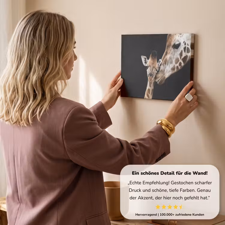 Giraffe - Dieren - Zwart - Portret - Dieren canvas 2cm klein -Xsfeer7_DE