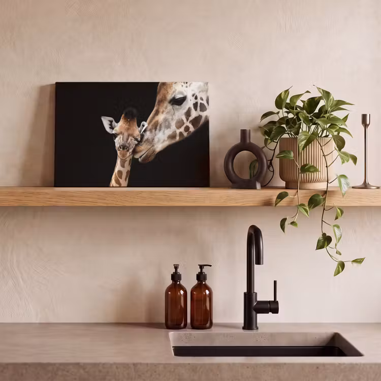 Giraffe - Dieren - Zwart - Portret - Dieren canvas 2cm klein -sfeer3