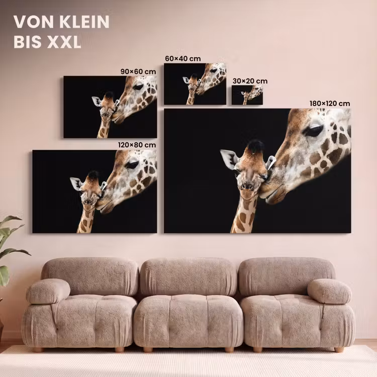Giraffe - Dieren - Zwart - Portret - Dieren canvas 2cm klein -Xsfeer8_DE