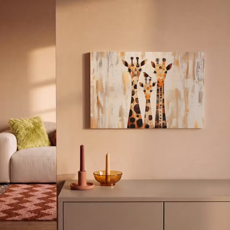 Giraffen - Cartoon - Crème canvas 2cm klein -sfeer1