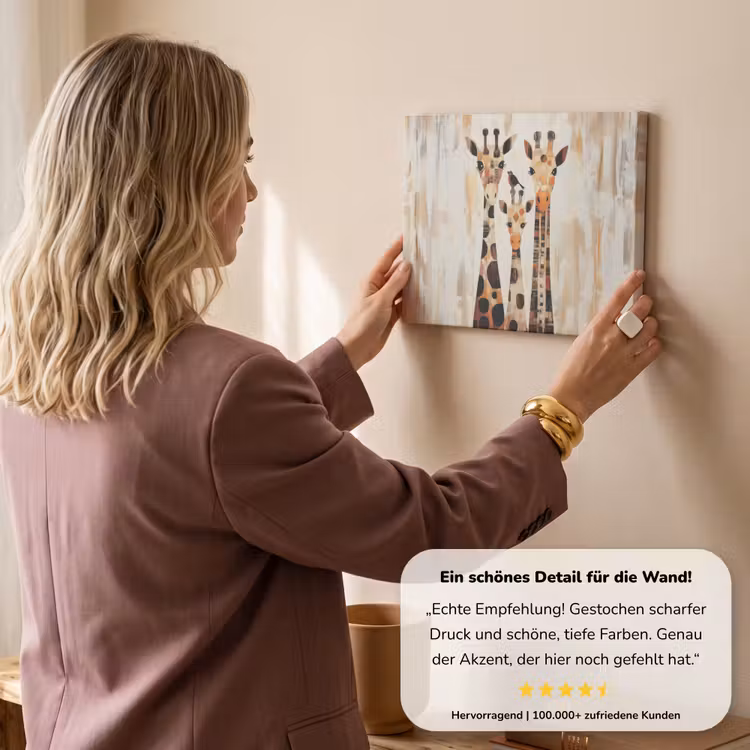 Giraffen - Cartoon - Crème canvas 2cm klein -Xsfeer7_DE