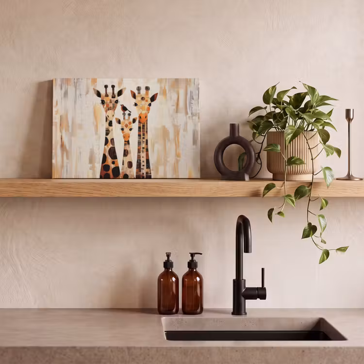 Giraffen - Cartoon - Crème canvas 2cm klein -sfeer3