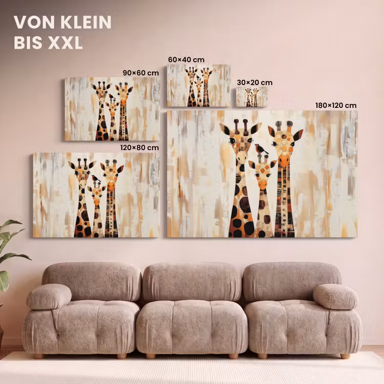 Giraffen - Cartoon - Crème canvas 2cm klein -Xsfeer8_DE