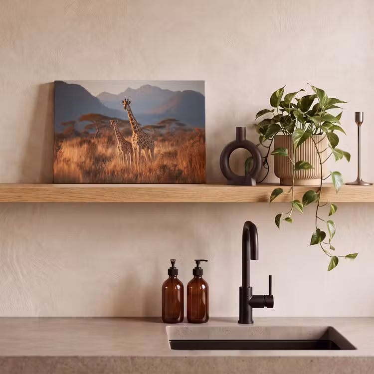Giraffen - Hoog gras - Acaciabomen canvas 2cm klein -sfeer3