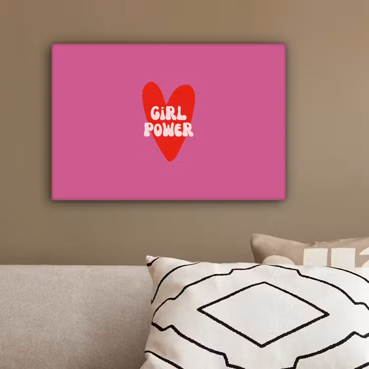 Girl power - Hart - Roze - Rood canvas 2cm klein -sfeer6