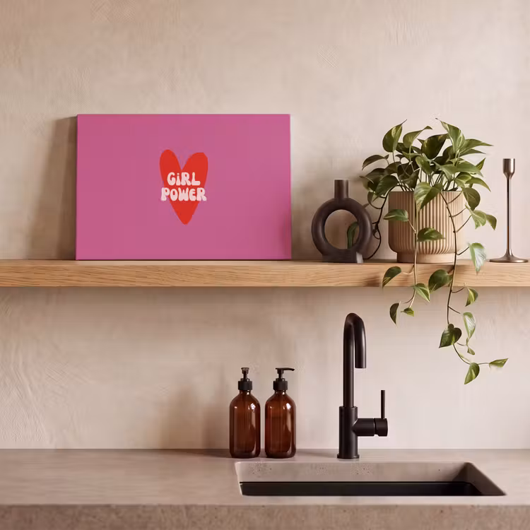 Girl power - Hart - Roze - Rood canvas 2cm klein -closeup_print_DE